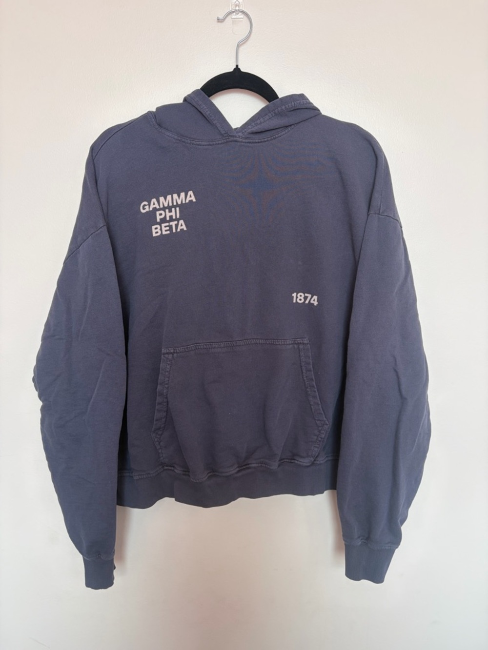 Gamma Phi Beta Columbia MO Graphic Hoodie - Navy with Cream Print